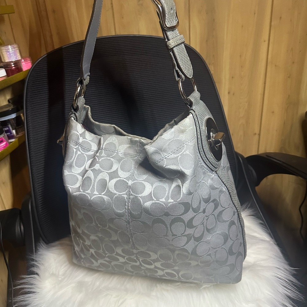 Gray Coach Signature Tote Bag